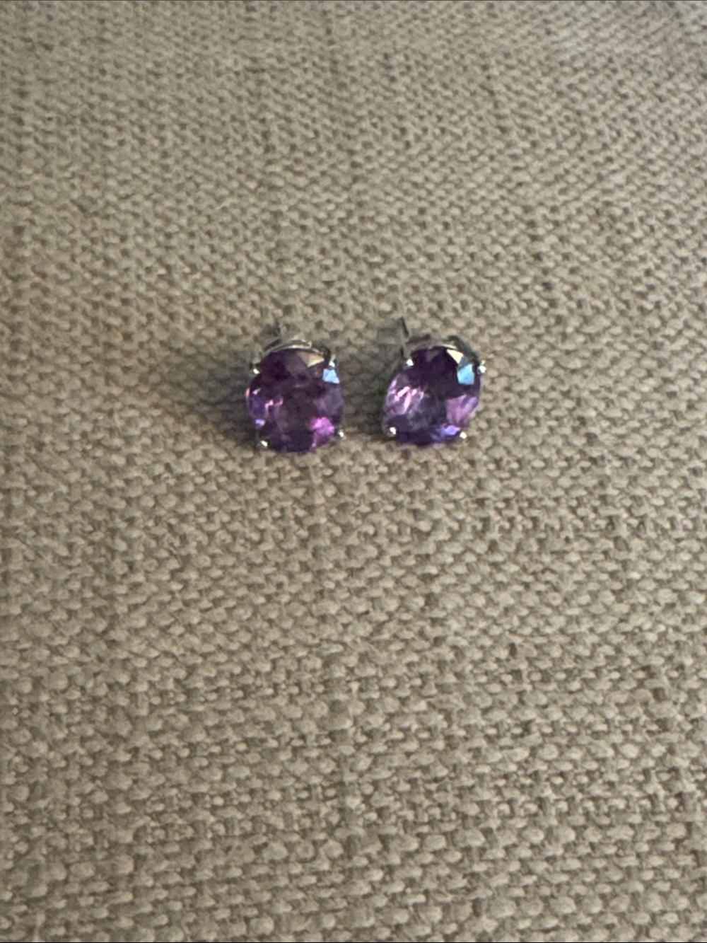 JTV Purple Oval Amethyst and Silver Gemstone Stud Earrings